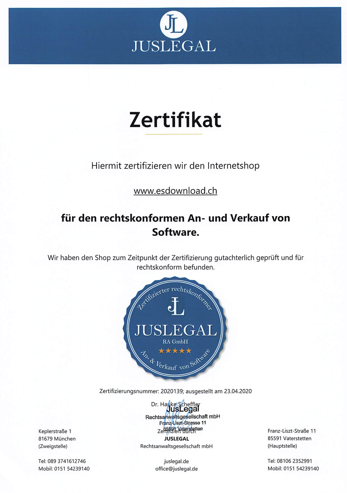 Zertifizierter rechtskonformer An & Verkauf von Software